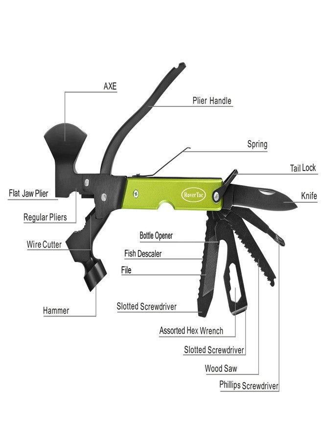 RoverTac Multitool Axe Hatchet, Camping Essentials Survival Gear, Gifts for Men, Mens Gifts Dad Gifts, Gifts for Men Husband Him, 14-in-1 Multi Tool Axe, Multitool Gifts for Camping Hiking Survival - Image 2