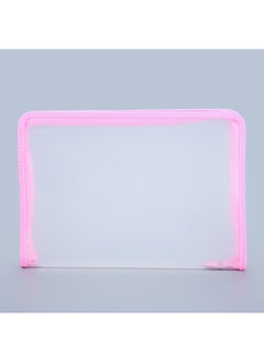 xozgdovg A4 Transparent Diagonal Zip Pouch Water-Resistant Multi-Color Pink 