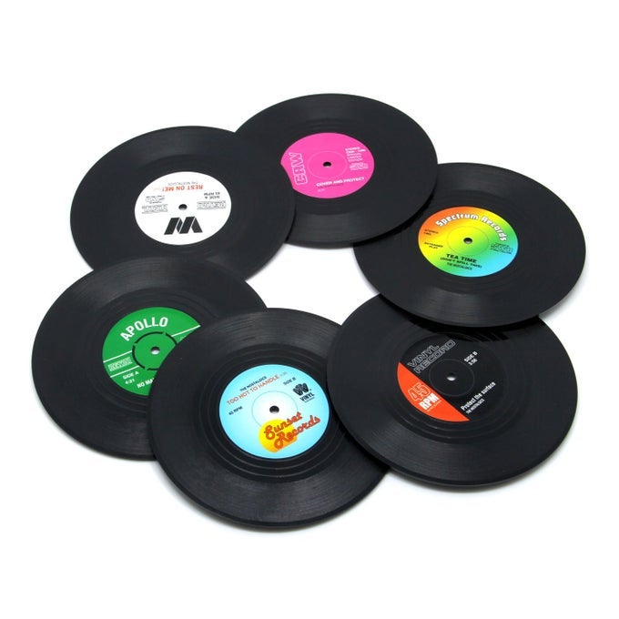 Coaster Vinyl Record Disk Coasters for Drinks Tabletop Protection Prevents Furniture Damage 6 PCS Vinyl
