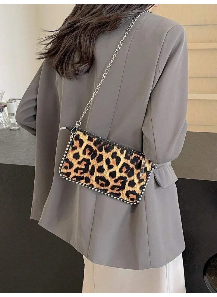 Bahels Viral Women Leopard Studded Crossbody Wallet Bag