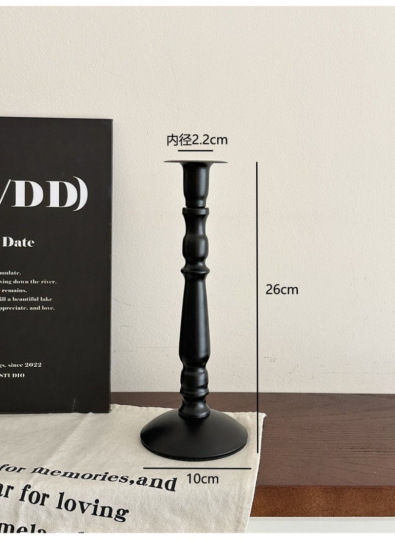 Firasa Vintage Black Iron Candle Holder, Roman Column Long Taper Candle Stand, Metal Table Centerpiece for Home Decor, Dining Ambience, INS Style Middle Size - Image 2