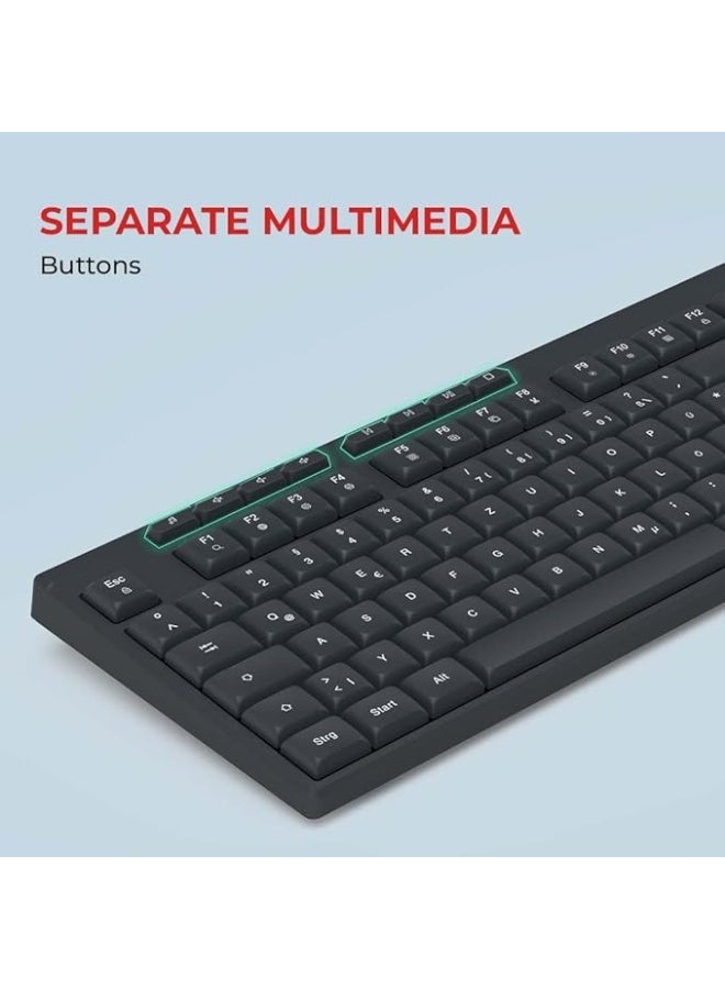 هاما Hama "WKM-200" Wireless Keyboard with Mouse, Wireless, 8 Media Keys, BLack, QWERTY GULF [D3173056] - Image 2