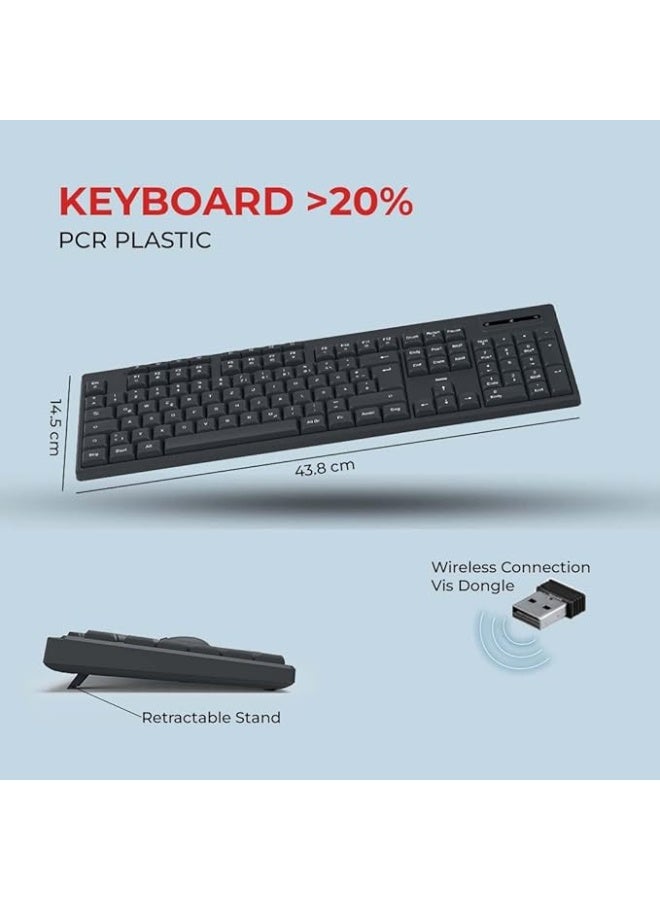 هاما Hama "WKM-200" Wireless Keyboard with Mouse, Wireless, 8 Media Keys, BLack, QWERTY GULF [D3173056] - Image 5