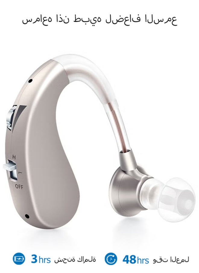 Chixing Hearing Aid, Rechargeable Hearing Aids for Hearing Loss, Noise Cancelling and Volume Control, Silver  - Image 1