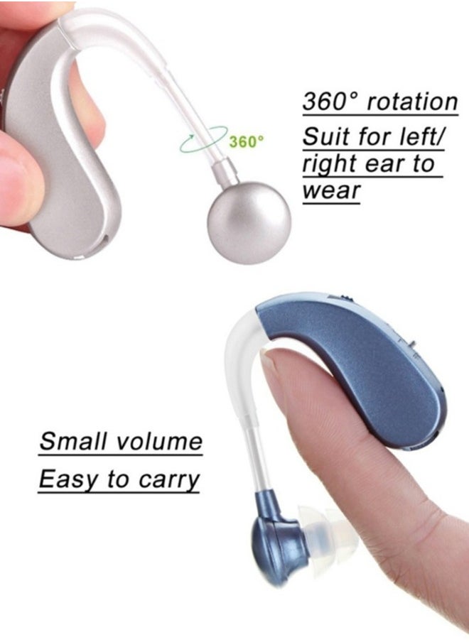 Hearing Aid, Rechargeable Hearing Aids for Hearing Loss, Noise Cancelling and Volume Control, Silver
