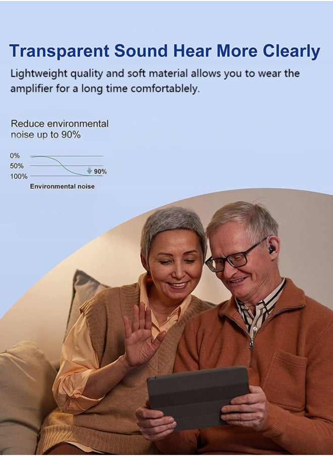 Hearing Aid, Rechargeable Hearing Aids for Hearing Loss, Noise Cancelling and Volume Control, Silver