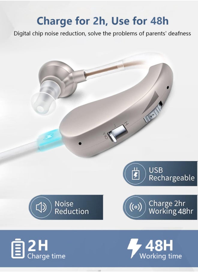 Chixing Hearing Aid, Rechargeable Hearing Aids for Hearing Loss, Noise Cancelling and Volume Control, Silver  - Image 5