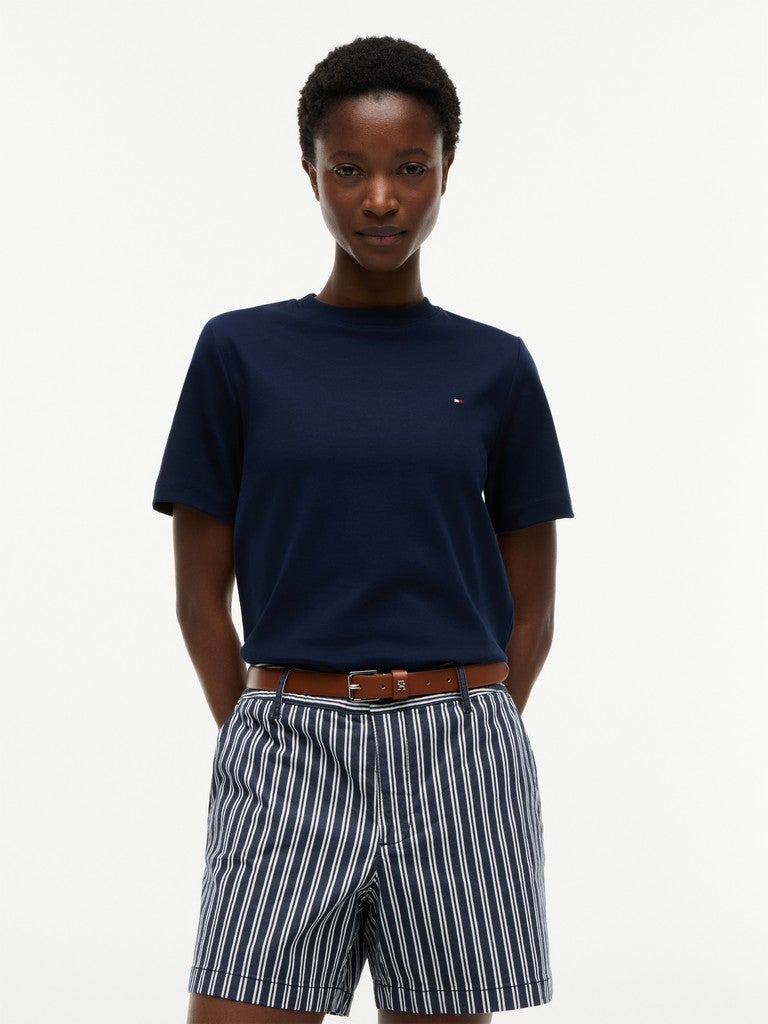 TOMMY HILFIGER Interlock Knit Boxy Crew Neck T-Shirt - Image 1