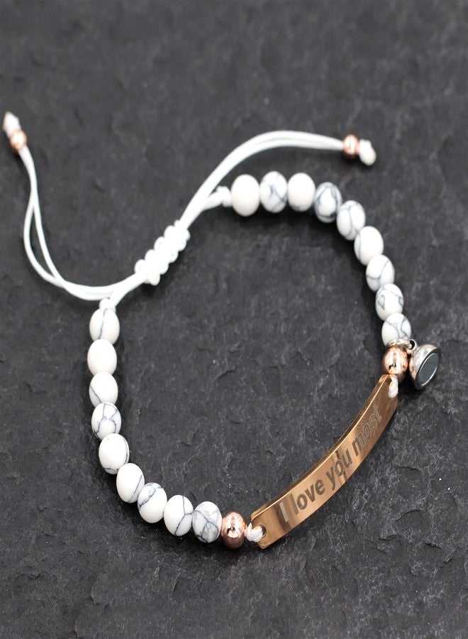 Tobestu I Love You More and I Love You Most Bracelet Set Distance Couples Gifts - Natural Turquoise & Black Onyx Bracelets Graduation Gifts for Women Men - Image 5