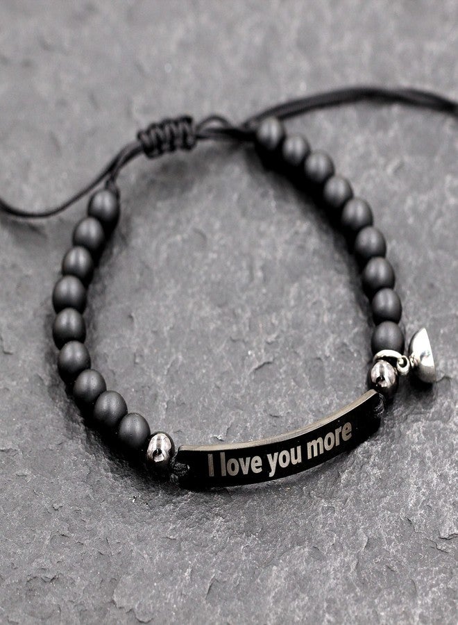 Tobestu I Love You More and I Love You Most Bracelet Set Distance Couples Gifts - Natural Turquoise & Black Onyx Bracelets Graduation Gifts for Women Men - Image 4