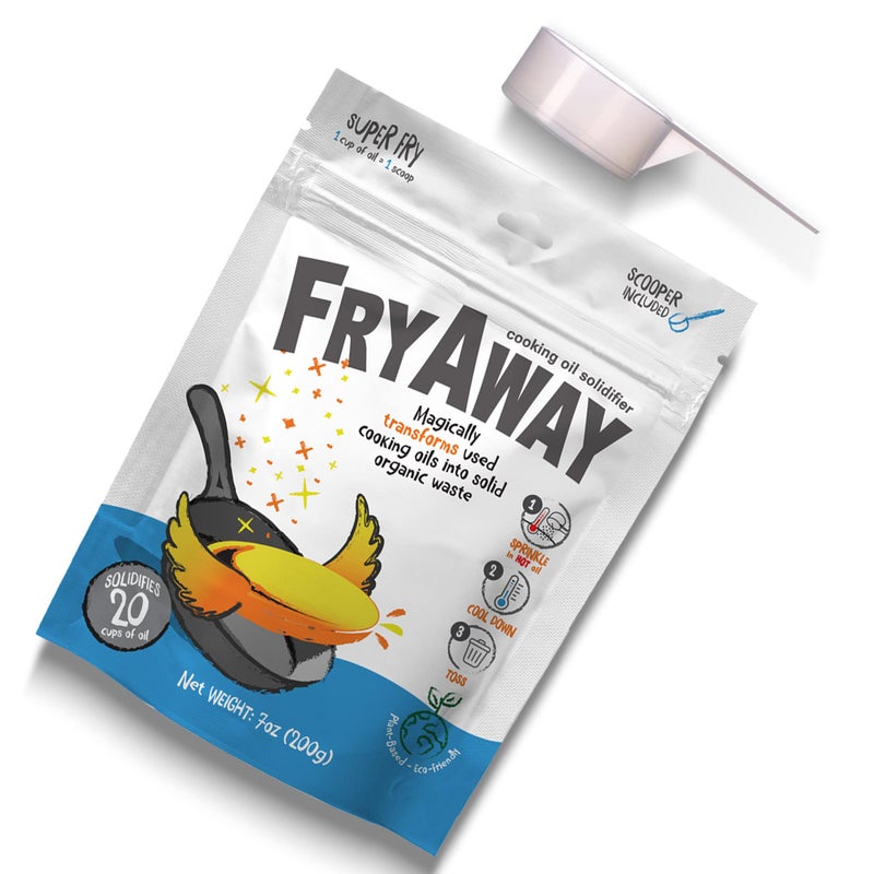 FryAway Super Fry Cooking Oil Solidifier, As Seen on Shark Tank, Solidifies 24 Cups of Oil - Plant-Based Powder, Fry Oil Away for Mess-Free Cleanup and Disposal - Easy to Use, Made in the USA, Kosher - Image 1