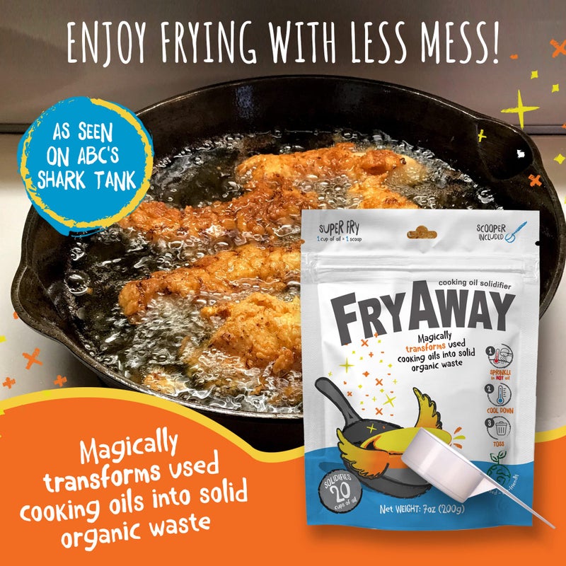 FryAway Super Fry Cooking Oil Solidifier, As Seen on Shark Tank, Solidifies 24 Cups of Oil - Plant-Based Powder, Fry Oil Away for Mess-Free Cleanup and Disposal - Easy to Use, Made in the USA, Kosher - Image 2