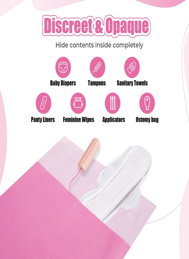 Dergik Diaper Disposable Bags, 160 Pcs Opaque Personal Disposal Bag, Secure Closure, Odor Control,Discreet Disposal for Diapers, Incontinence Pads, Tampons, Sanitary Product,With Purse Pouch, Pink - Image 2