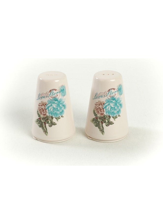 keramika Turquoise Rose Salt Shaker 8 cm 2 Pieces  - Image 2