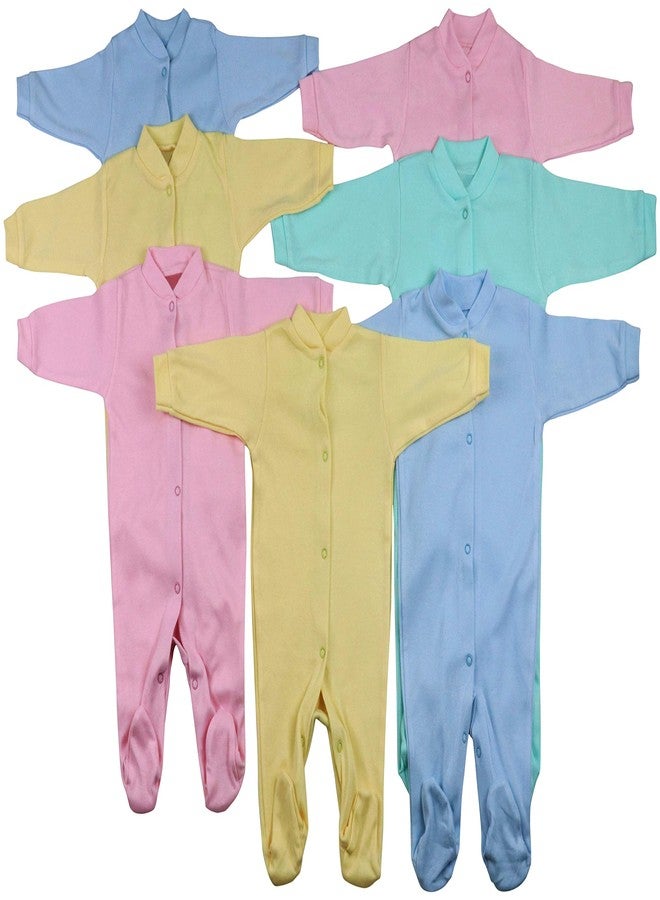 ToBeInStyle Babys' 4 Pack Button Up Bodysuit Footies - Pastel - Large - Image 1