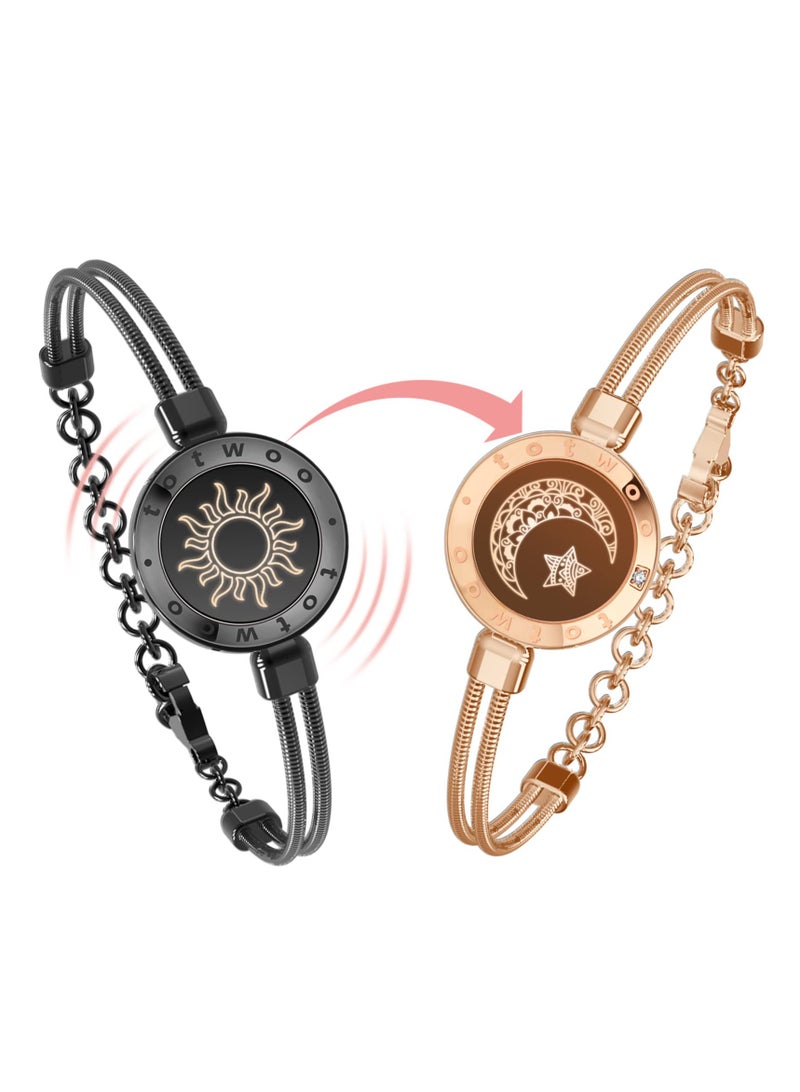 SYOSI Long Distance Touch Bracelets for Couples, Vibration & Light up for Love Couples Bracelets, Couples Bracelets, Long Distance Relationship Gifts for Girlfriend Remote Smart Bluetooth Pairing Jewelry - Image 1