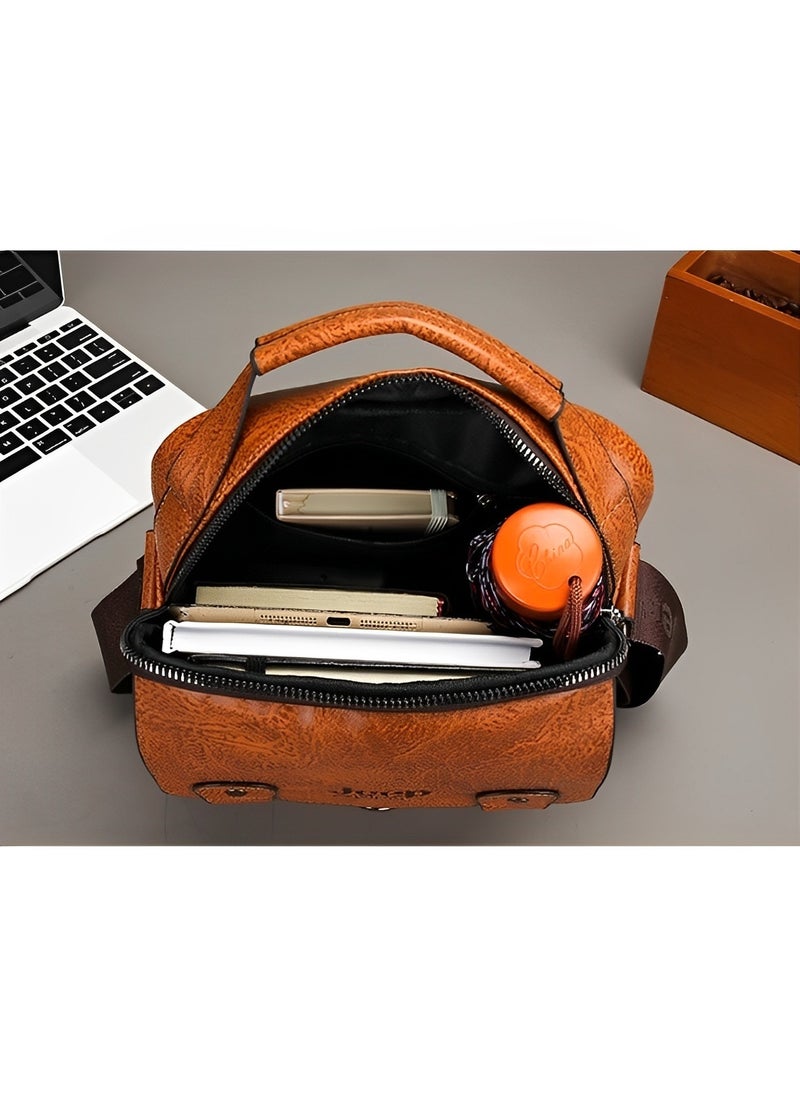 REOCLE Men's Shoulder Bag Messenger Bag PU Leather Business Travel Crossbody Pack Satchel Side Bag Casual Handbags Man Bag for Working & Hiking & Traveling & Daily Use  - Image 5