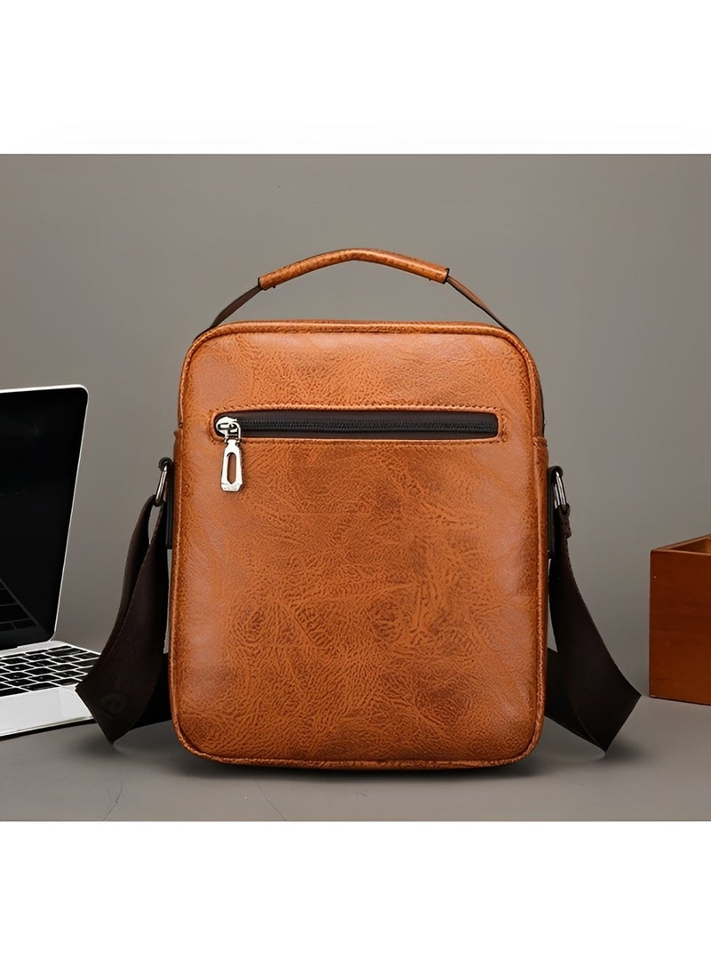 REOCLE Men's Shoulder Bag Messenger Bag PU Leather Business Travel Crossbody Pack Satchel Side Bag Casual Handbags Man Bag for Working & Hiking & Traveling & Daily Use  - Image 3