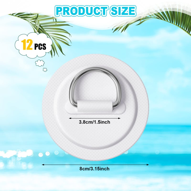 BBTO 12 قطعة حلقة دائرية من الفولاذ المقاوم للصدأ لزينة قارب PVC القابل للنفخ لوحة دائرية لزينة القارب كاياك SUP قارب صغير سطح لوح التزلج على الماء ملحقات لوح التجديف بدون غراء مرفق - Image 2