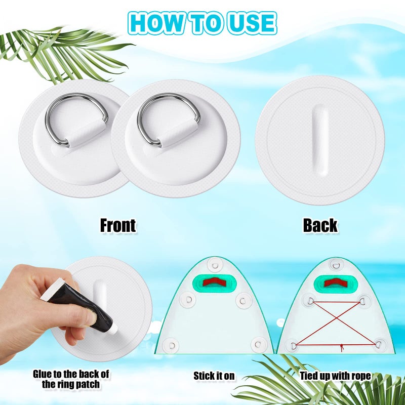 BBTO 12 قطعة حلقة دائرية من الفولاذ المقاوم للصدأ لزينة قارب PVC القابل للنفخ لوحة دائرية لزينة القارب كاياك SUP قارب صغير سطح لوح التزلج على الماء ملحقات لوح التجديف بدون غراء مرفق - Image 3