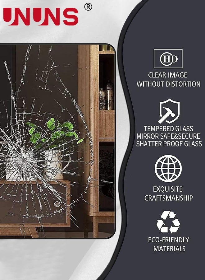 UNUNS Bathroom vanity mirror,70×90cm Black Metal Framed Bathroom Vanity Mirrors for Over Sink Wall,Large Rounded Rectangular Mirror for Bedroom Living Room, Entryway,Bathroom,Black - Image 3