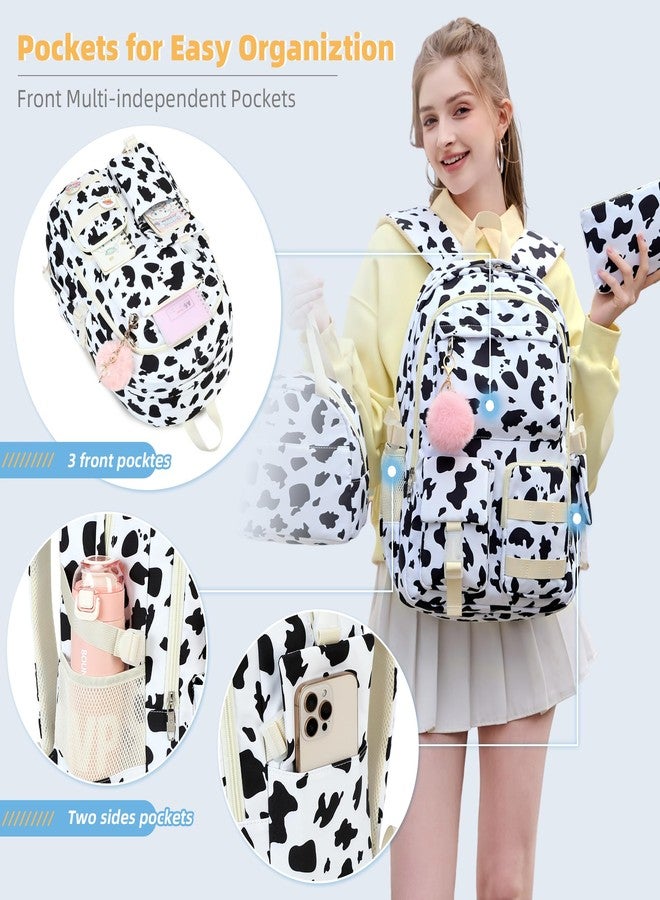 Hidds 3 PCS Backpack Set for Girls, Laptop College School Backpack with Lunch Box Pencil Case Women Teens Cute Bookbag Kids Elementary Middle High School Bag Student Bookbags Set Travel Daypack -Black - Image 3
