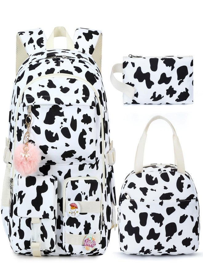Hidds 3 PCS Backpack Set for Girls, Laptop College School Backpack with Lunch Box Pencil Case Women Teens Cute Bookbag Kids Elementary Middle High School Bag Student Bookbags Set Travel Daypack -Black - Image 1