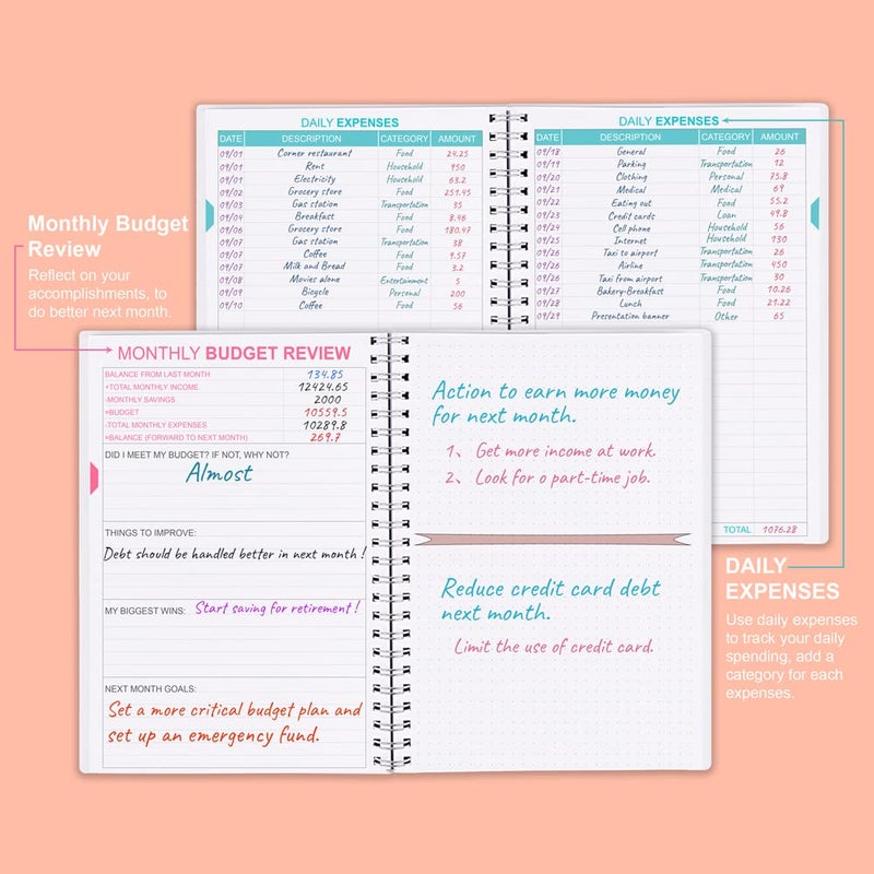 Nokingo Budget Planner - Monthly Finance Organizer with Expense Tracker Notebook to Manage Your Money Effectively, Undated Finance Planner/Account Book, Start Anytime, 1 Year Use, A5, Twig - Image 3