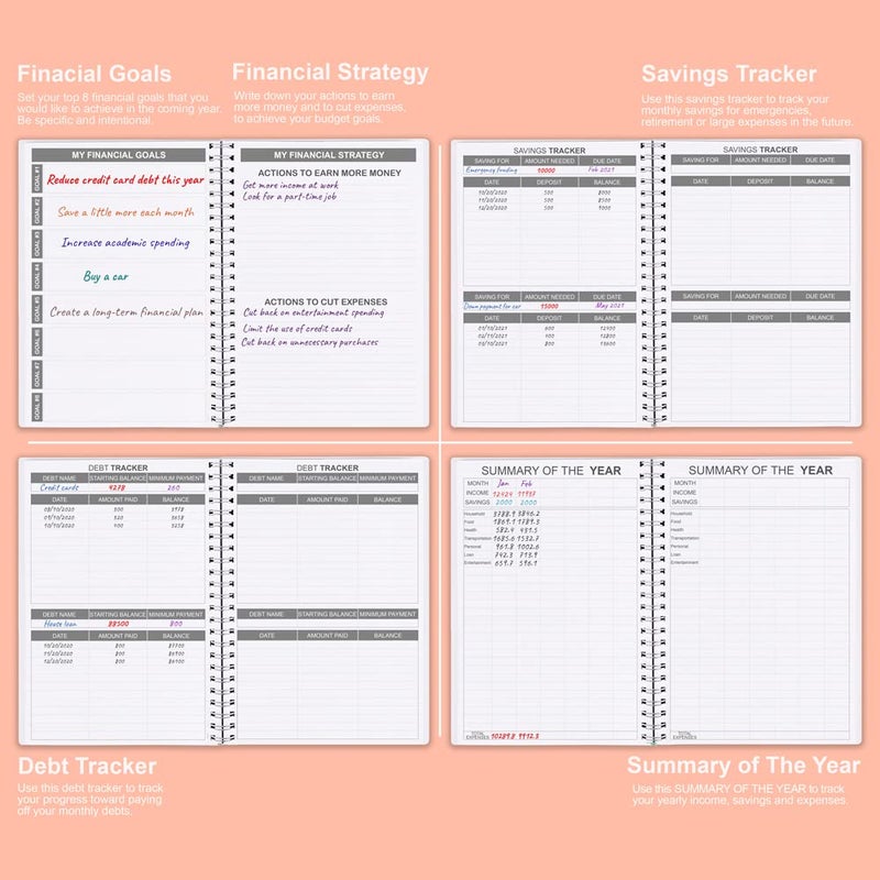 Nokingo Budget Planner - Monthly Finance Organizer with Expense Tracker Notebook to Manage Your Money Effectively, Undated Finance Planner/Account Book, Start Anytime, 1 Year Use, A5, Twig - Image 5