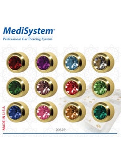 MediSystem Sterilized earring 24K gold plated bezel 4mm assortment Crystal 12 pieces  - Image 1
