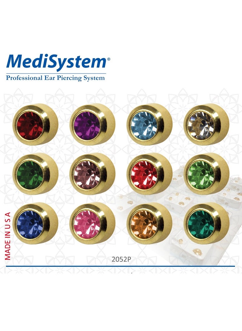 MediSystem Sterilized earring 24K gold plated bezel 4mm assortment Crystal 12 pieces  - Image 1
