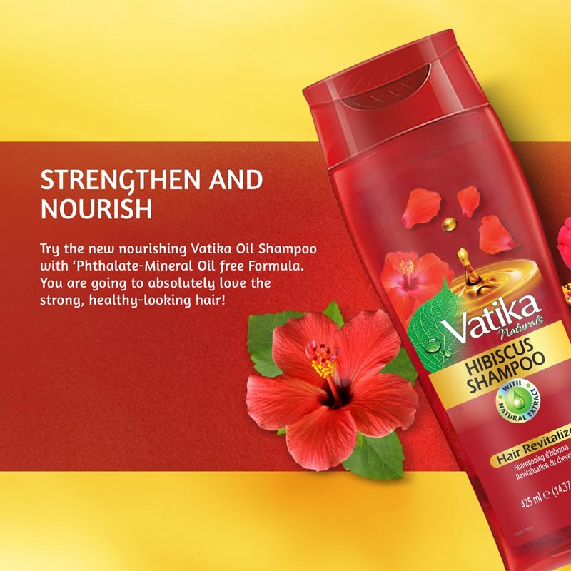 Vatika Naturals Oil Shampoo - Strengthen, Nourish, & Repeat for Luxuriously Revitalized Hair - Phthalate-Mineral Oil free - Hibiscus Extracts 425ML - Image 3