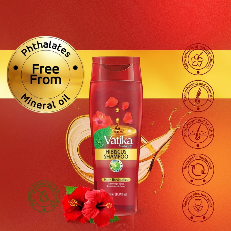 Vatika Naturals Oil Shampoo - Strengthen, Nourish, & Repeat for Luxuriously Revitalized Hair - Phthalate-Mineral Oil free - Hibiscus Extracts 425ML - Image 5