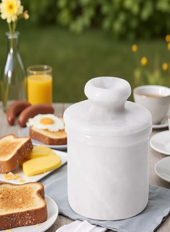 TheWolfard Butter Crock with Lid Cloudy White Marble Butter Keeper Best French Butter Keeper for Home Decorative Butter Pot Christmas Housewarming Gifts - Image 4