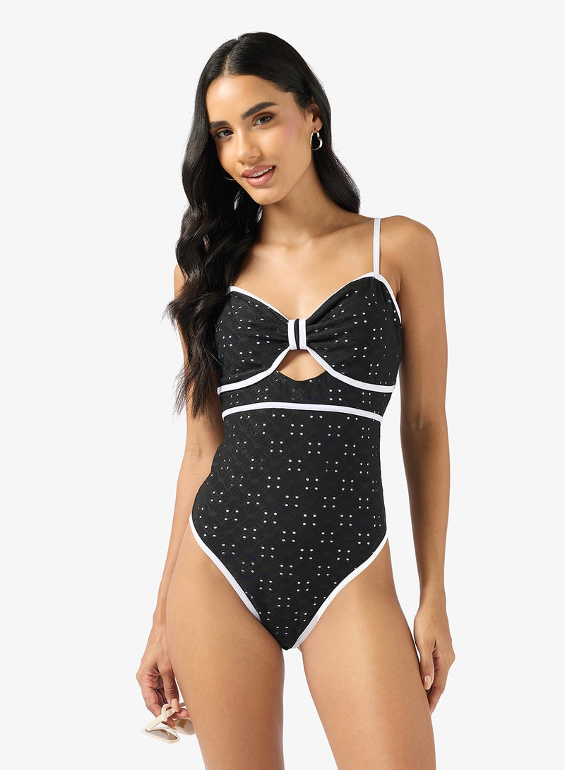 ELLA Contrast Trim Swimsuit - Image 1