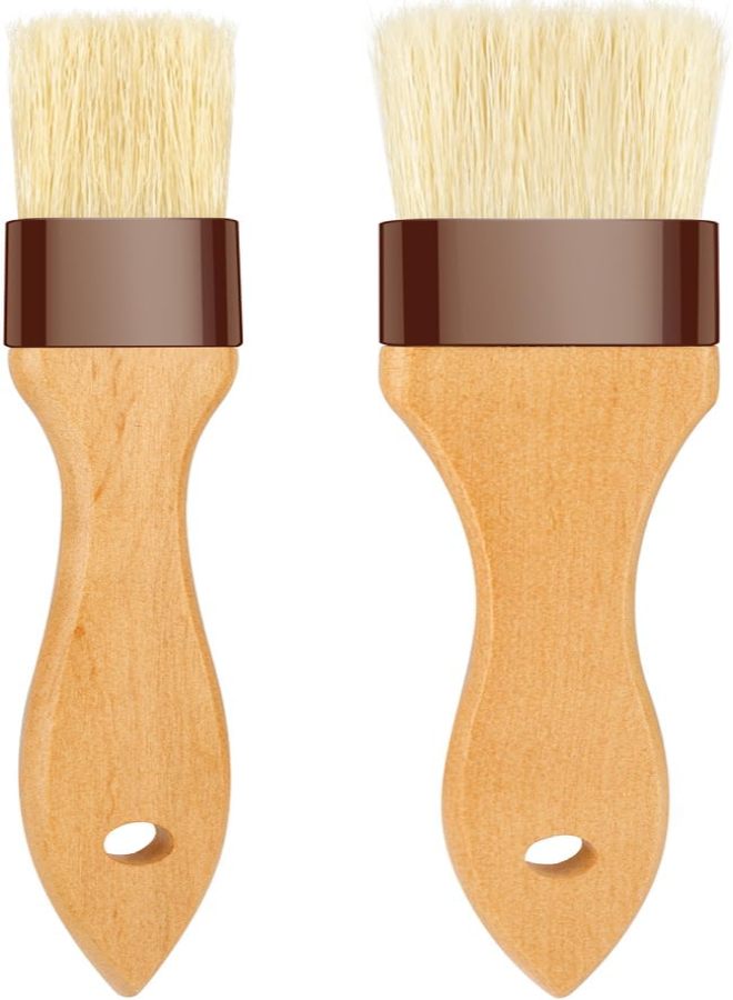 Kitchen Baking Seasoning Brush Set (including 2 brushes, with beech wood handles, suitable for sprinkling powder, sauces, oil, and egg liquid, sizes 1 inch and 1.5 inches) - Image 2