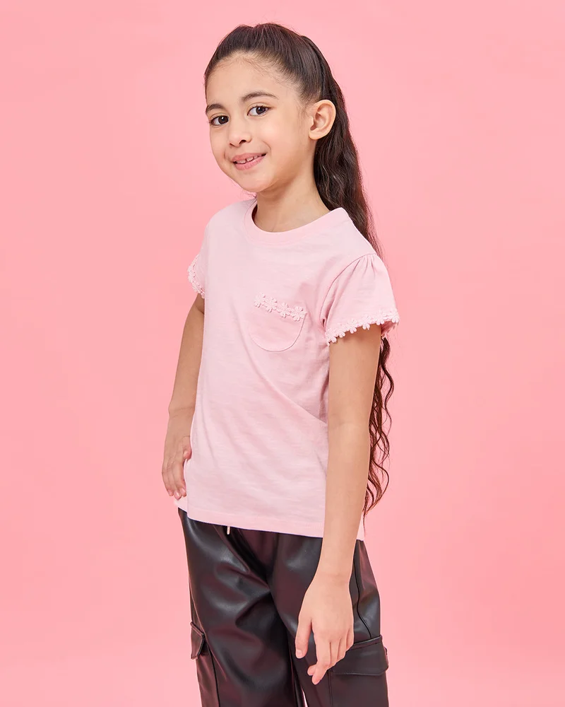 Redtag Girls Pink Printed T-Shirt