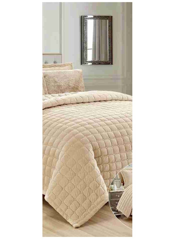6 Pieces Winter Soft Plain Double Bedspread Set Quilt Size 240x200 cm Microfiber - Image 3