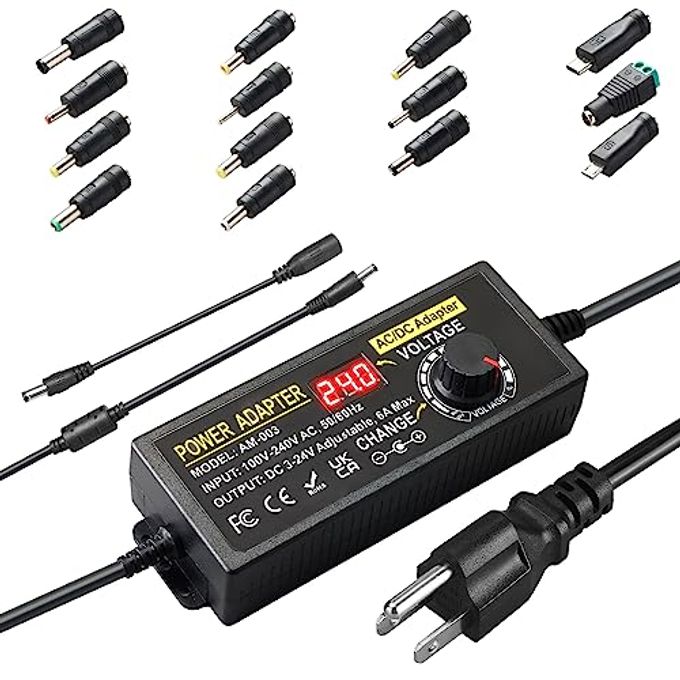 Meiyue 144W Adjustable Power Supply Adapter 3V~24V 6A Universal Variable Switching Power Adapter 100V-240V Ac To Dc Converter Transformer With 14 Tips&Polarity Converter3V 5V 6V 9V 12V 15V 16V 18V19V20V24V - Image 1