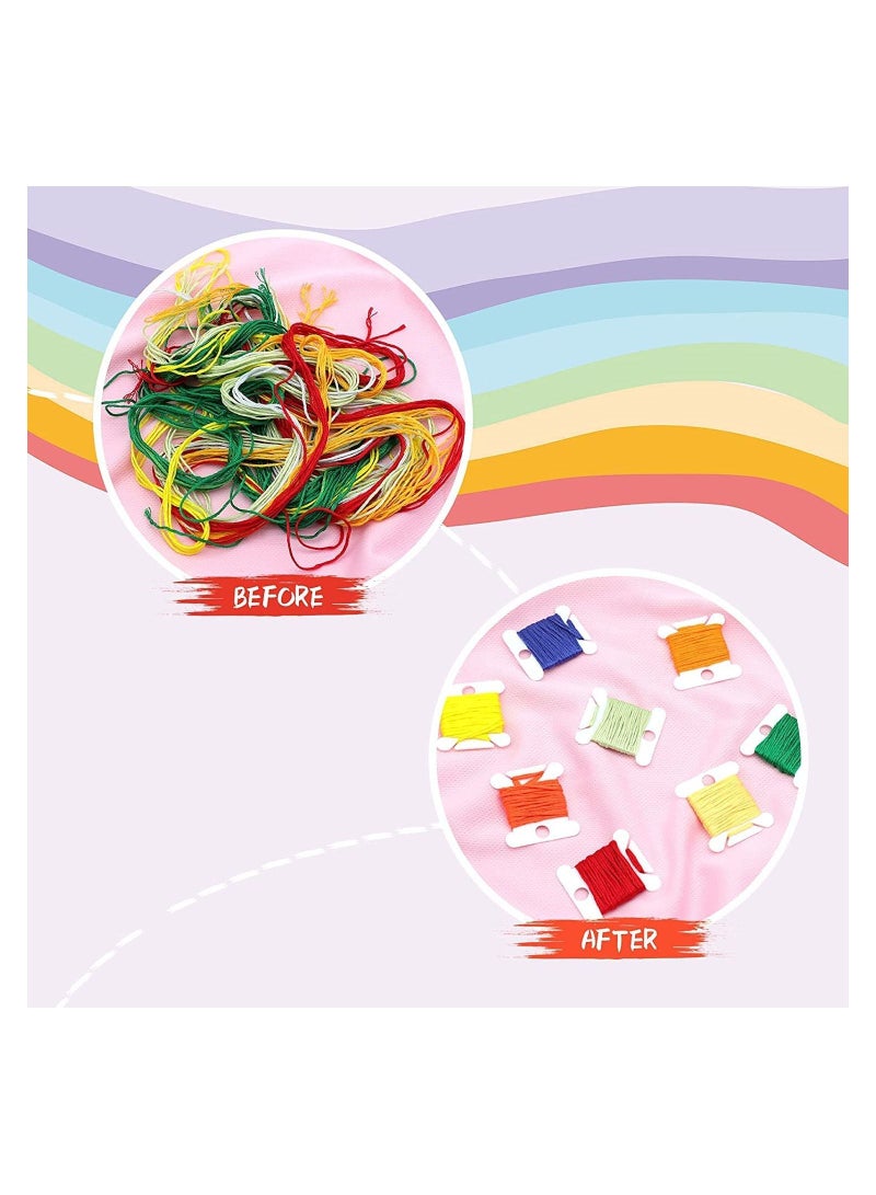 Plastic Floss Bobbins, For Cross Cotton Thread Craft DIY Sewing Storage, Thread Organizer Holder, Embroidery Thread Cards Cross Stitch Bobbin 120 Pcs  - Image 2