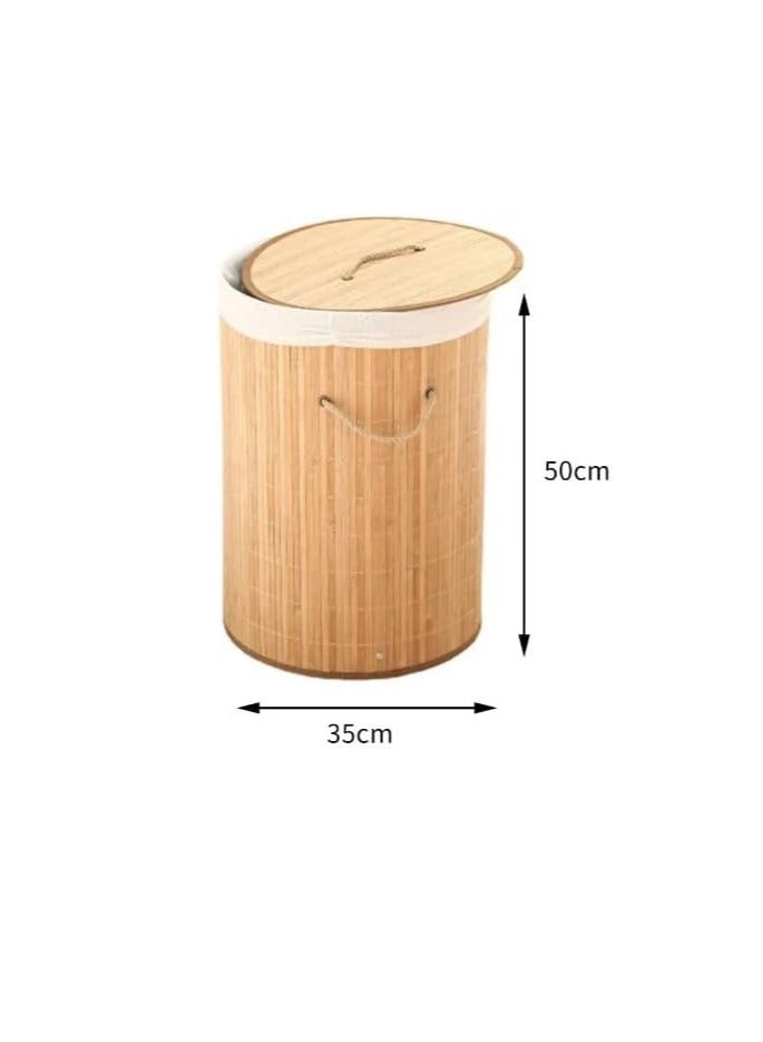 ديكور هيلز سلة غسيل كبيرة من الخيزران بمقبض وغطاء من الحبل، سلة غسيل من الحبل القطني، سلة تخزين، سلة ألعاب - Image 2