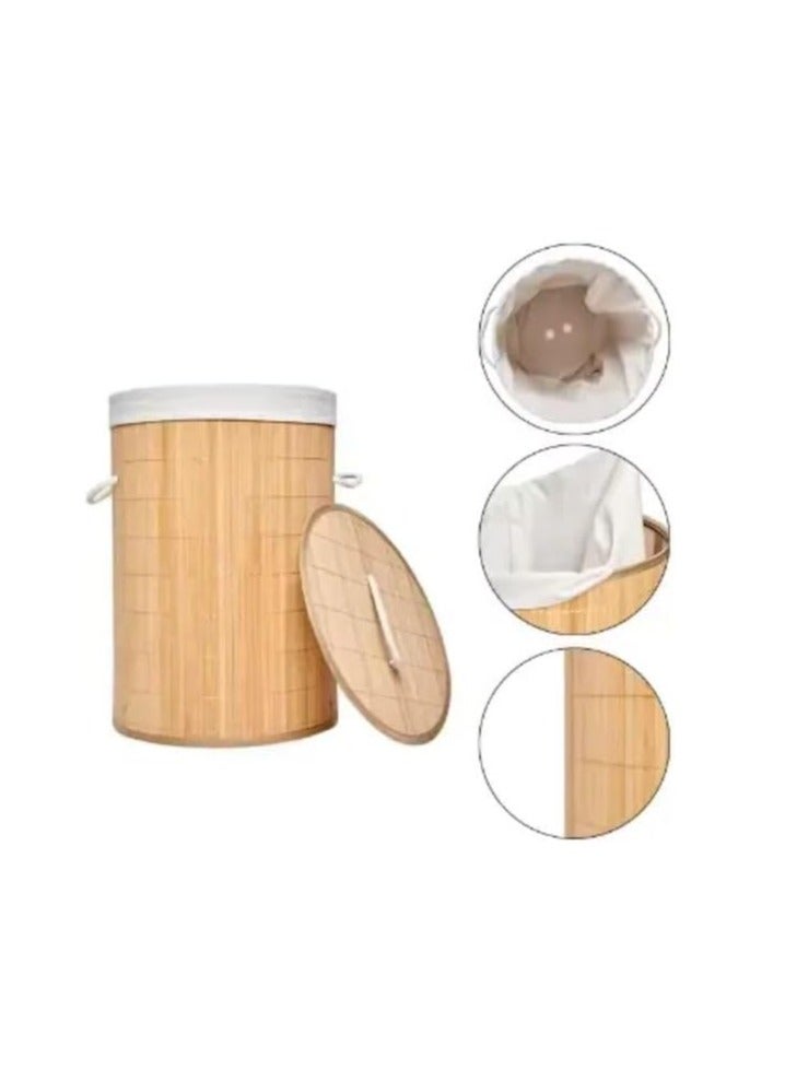 ديكور هيلز سلة غسيل كبيرة من الخيزران بمقبض وغطاء من الحبل، سلة غسيل من الحبل القطني، سلة تخزين، سلة ألعاب - Image 3