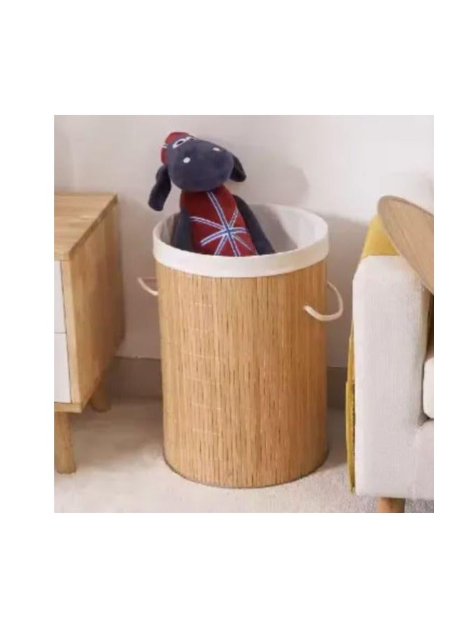 ديكور هيلز سلة غسيل كبيرة من الخيزران بمقبض وغطاء من الحبل، سلة غسيل من الحبل القطني، سلة تخزين، سلة ألعاب - Image 4