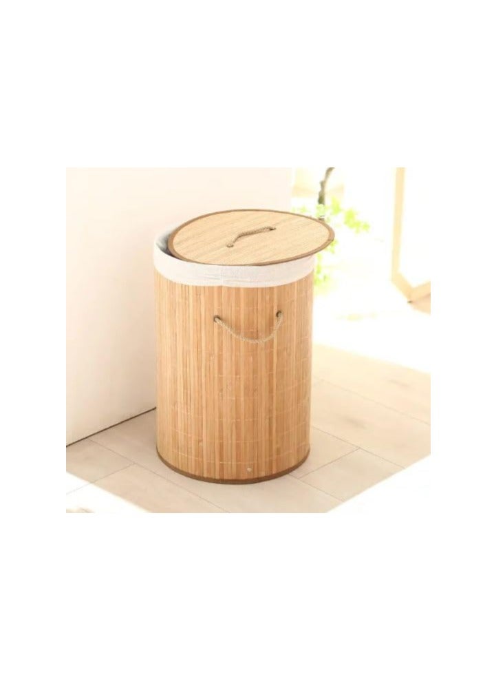 ديكور هيلز سلة غسيل كبيرة من الخيزران بمقبض وغطاء من الحبل، سلة غسيل من الحبل القطني، سلة تخزين، سلة ألعاب - Image 5