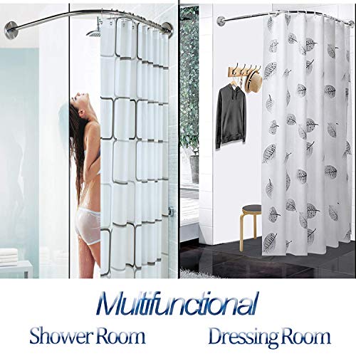 Quany Life Stretchable Corner Shower Curtain Rod - Drill Free Install 304 Stainless L Shaped 32-43" x 32-43",for Bathroom, Clothing Store（Free Curtain Hook ） - Image 5