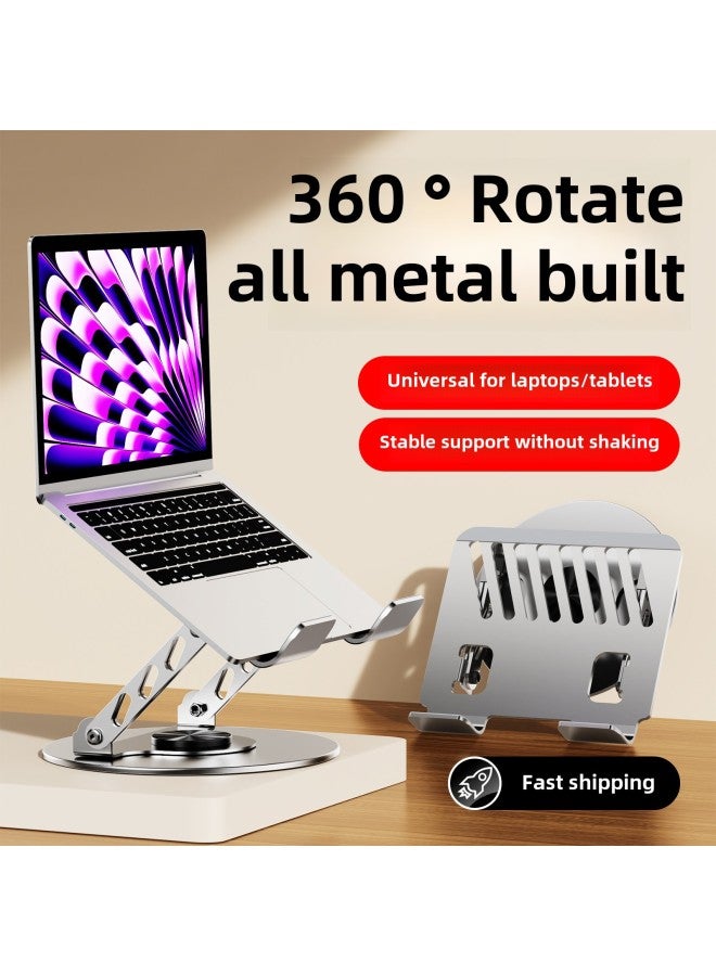Huashuan All-metal Notebook Tablet PC Special For Strengthening Heat Dissipation Stability Firmly 360 Rotation Increase-Color:Medium Cow Notebook Stand-silver - Image 4