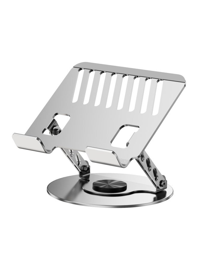Huashuan All-metal Notebook Tablet PC Special For Strengthening Heat Dissipation Stability Firmly 360 Rotation Increase-Color:Medium Cow Notebook Stand-silver - Image 1