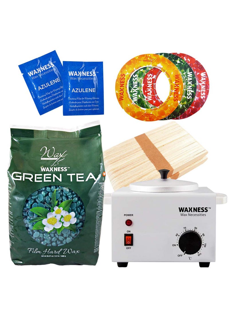 wax necessities Waxness Green Tea Stripless Waxing Kit with 3527 oz  1 kg Wax 