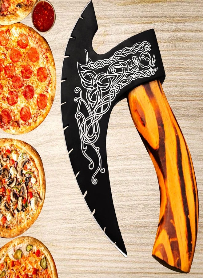 AFHZAM Pizza Cutter Axe Handmade Viking Pizza Axe Kitchen Tool Medieval Slicing Pizza Cutter with Sheath | Hunting & Camping Viking Axe | Viking Gifts For Men (PzAxe-392) - Image 1