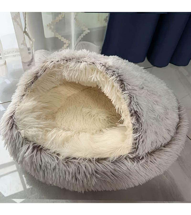 Cozy Shell Shaped Pet Bed For Cats Dogs Warm Enclosed Winter Nest With Soft PP Sponge Oxford Fabric Shell Nest Gradient Coffee Color 19 69 Inch - Image 1